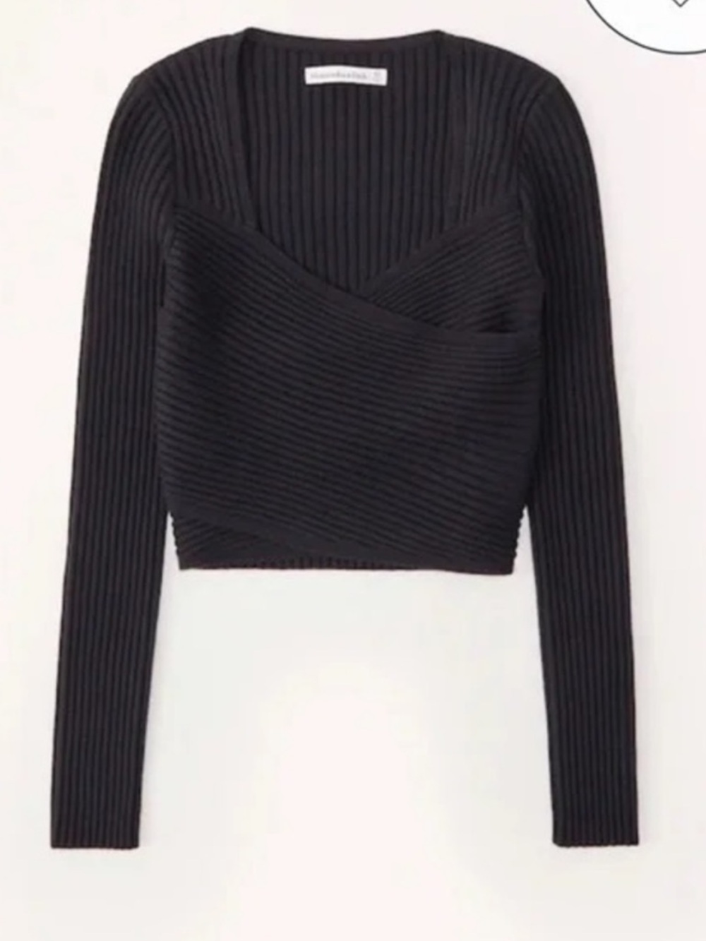 Abercrombie & Fitch Black Ribbed V-Neck Wrap Sweater